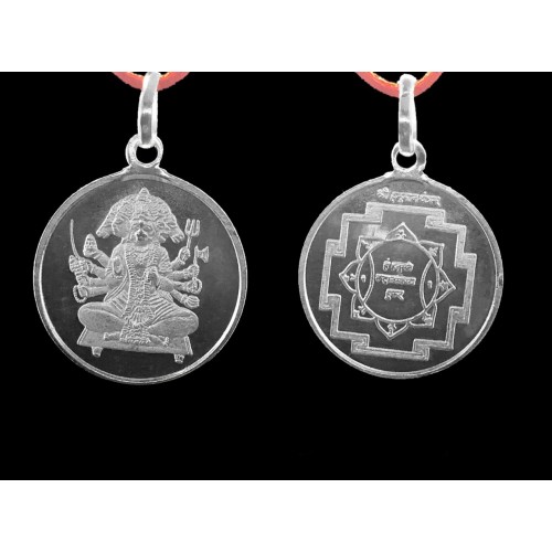 Panchmukhi Hanuman Yantra Pendant In Pure Silver