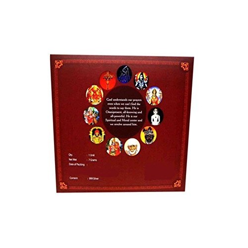 Lord Ganesh Wooden Frame With Pure Silver Coin Of 7 Grams