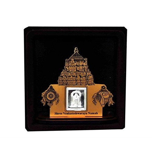 Balaji Wooden Frame With Pure Silver Coin Of 7 Grams