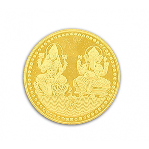 Ganesh Laxmi Coin In Pure Silver Gold Plated 5 Gms