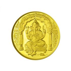 Lord Ganesh Coin In Pure Silver Gold Plated 50 Gms