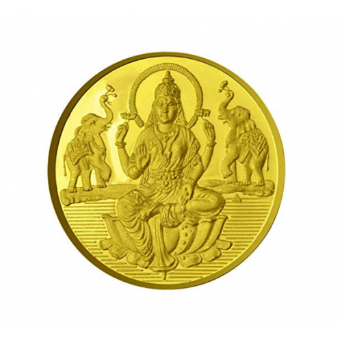 Goddess Laxmi Coin In Pure Silver Gold Plated 10 Gms