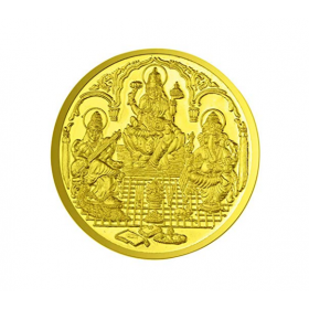 Trimurti Coin In Pure Silver Gold Plated 50 Gms