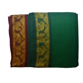 Green Dhoti With Shawl In Pure Cotton