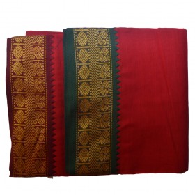 Red Dhoti With Shawl In Pure Cotton