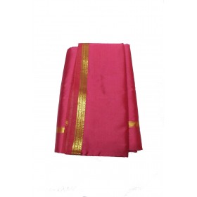 Pink Dhoti With Shawl In Pure Silk Golden Border