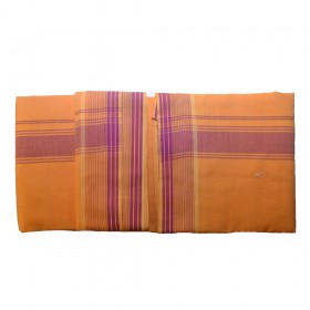 Orange Dhoti With Shawl In Pure Cotton