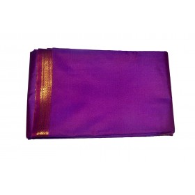 Purple Dhoti With Shawl In Pure Silk Golden Border