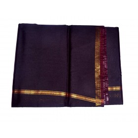 Black Dhoti With Shawl In Pure Silk Golden Border